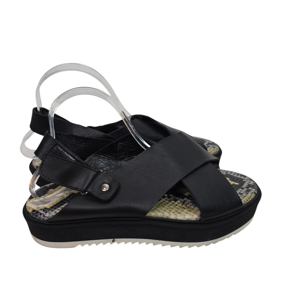AGL Maya Crisscross Sandals Womens 9.5 39.5 Black Leather Slingback Platform